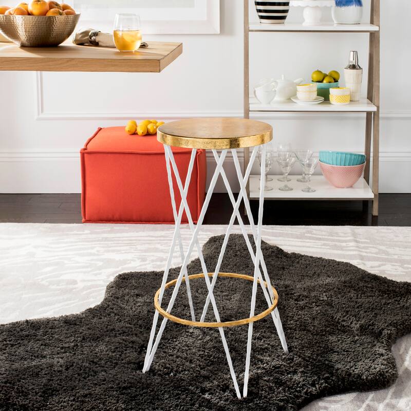 SAFAVIEH Jacklyn -30 Inch Gold/ Black Bar Stool - 15.5" x 15.5" x 30" - 16Wx16Dx30H - White/Gold