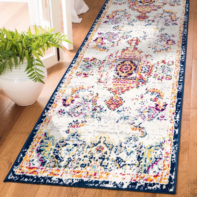 World Rug Gallery Vintage Distressed Boho Oriental Area Rug - 2'x7' Runner - Multi - Runner/Rectangle