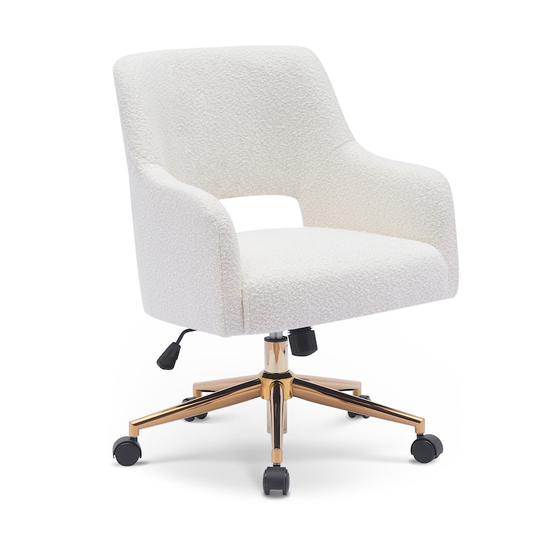 Boucle Upholstered Office/ Desk Chair - Swivel/ Adjustable Height