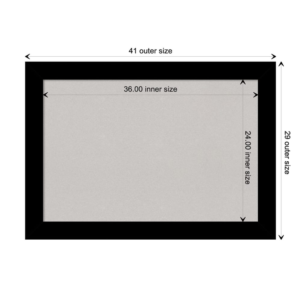 Basic Black Wood Framed Grey Corkboard Bulletin Board