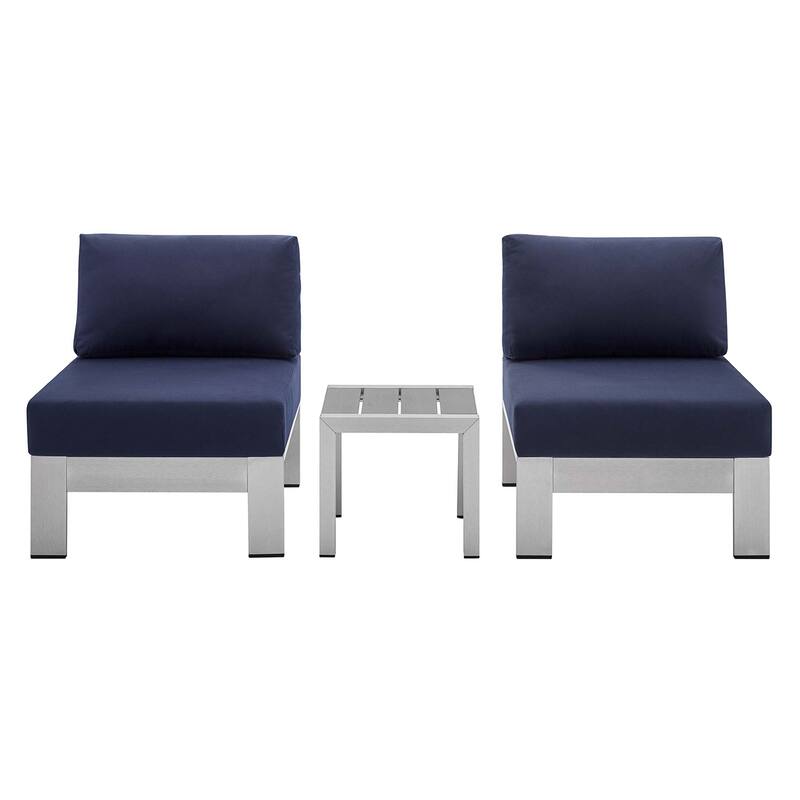 Shore Sunbrella® Fabric Aluminum Outdoor Patio Aluminum 3 Piece Outdoor Patio Set
