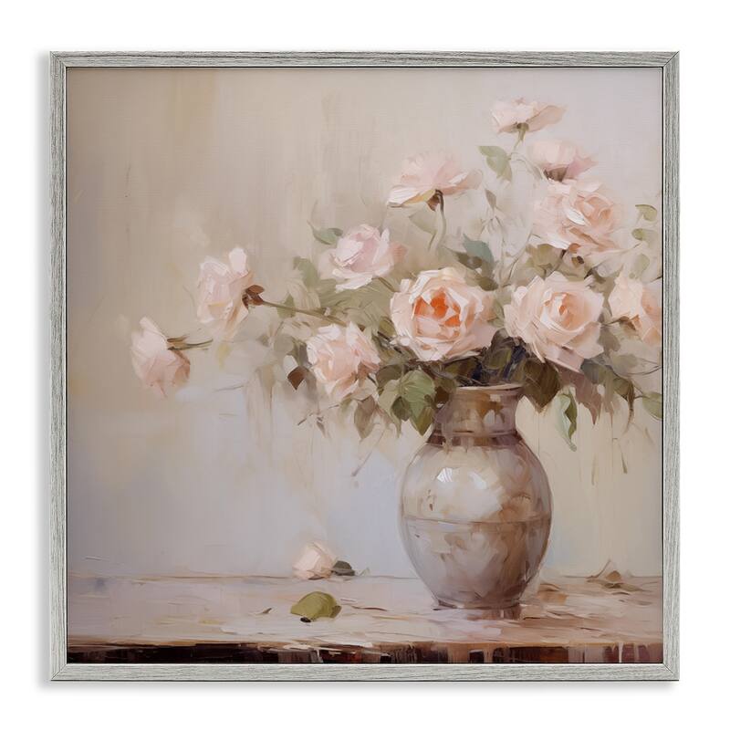 Stupell Romantic Rose Bouquet Framed Giclee Art Design By Arlington Prints - 24 x 24 - Grey