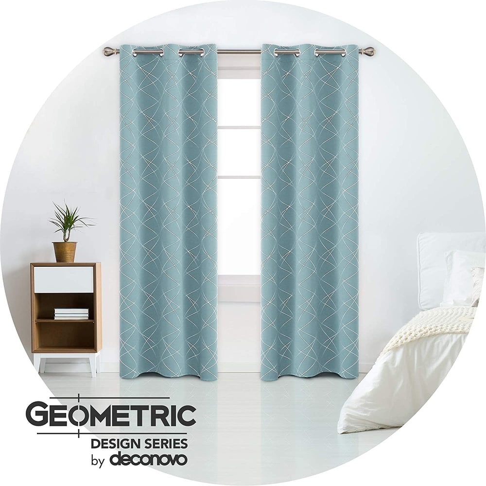 Deconovo Silver 42 Inch Geometric Curtain Panel Pair(2 Panel)