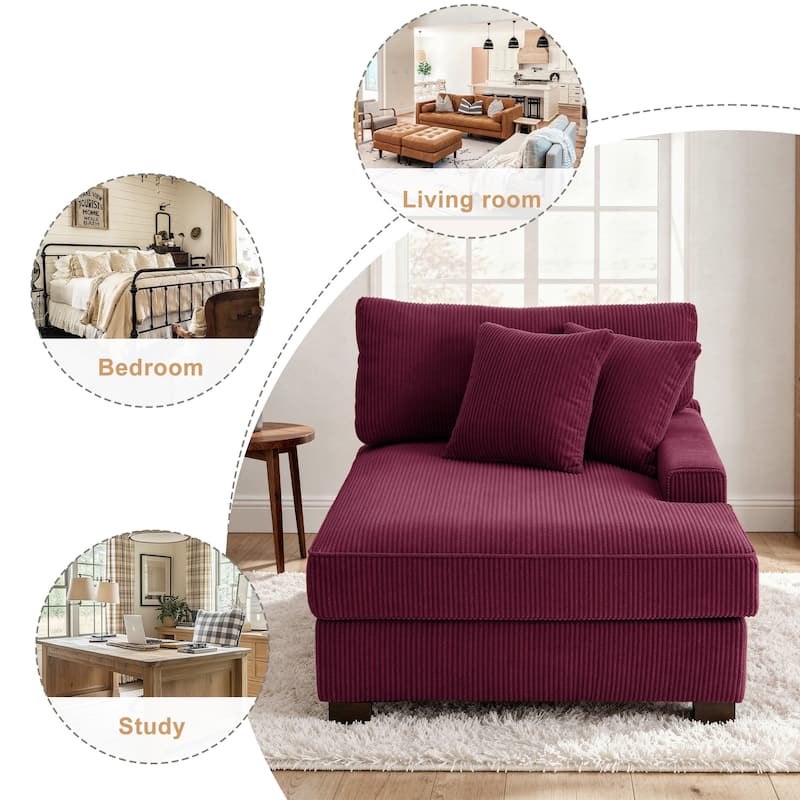 Corduroy Chaise Lounge Chair Upholstered Indoor Lounger Sofa