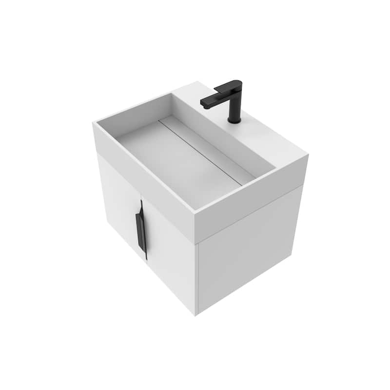 Amazon 24" Wall Mounted Bathroom Vanity Set w/ White Top - Matte - White
