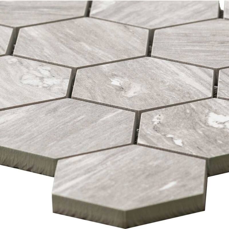 Stately Hex 11x14 Polished Porcelain Mosaic Tile - Floor, Wall, Backsplash