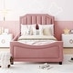 preview thumbnail 2 of 31, Twin Size Platform Bed Upholstered Bed Wooden Kids Bed with Headboard