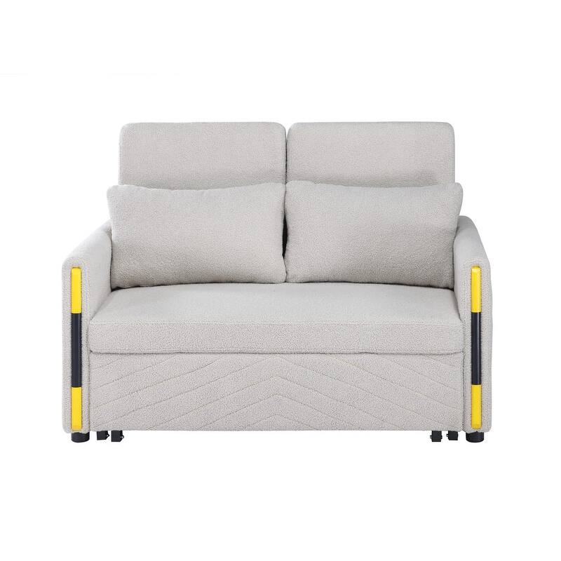 Percy 55.5"W Teddy Velvet Sleeper Loveseat with Dual-Pull Sleeper Design