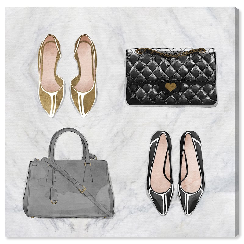 Wynwood Studio Prints Fashion and Glam My To Go To Styles Gold and Metallic Gold Glam Wall Art Canvas Print