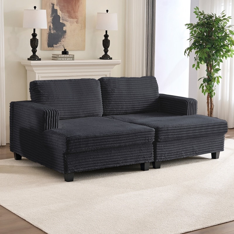 Mixoy Oversize Corduroy Fabric Convertible Modular 3-seater Sofa/Loveseat Sofa For Living Room