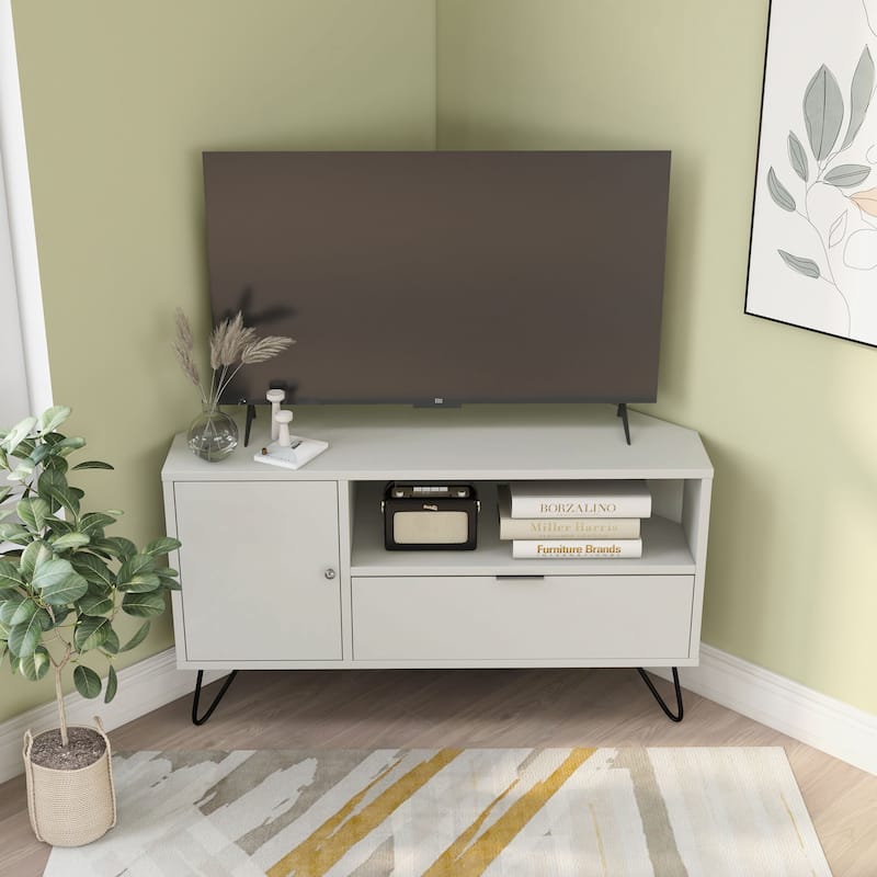 Talley Mid-Century Modern 41-inch 1-Open Shelf Corner TV Console by Furniture of America