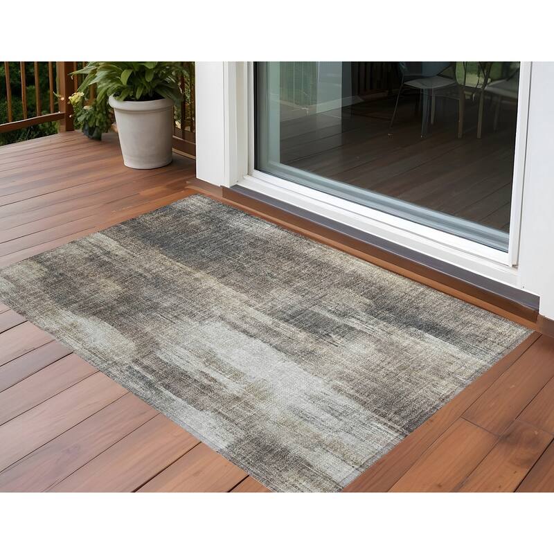 Calu Artistic Abstract Weather Resistant Classic Meets Modern Outdoor Rug - 3' x 5' - Multi