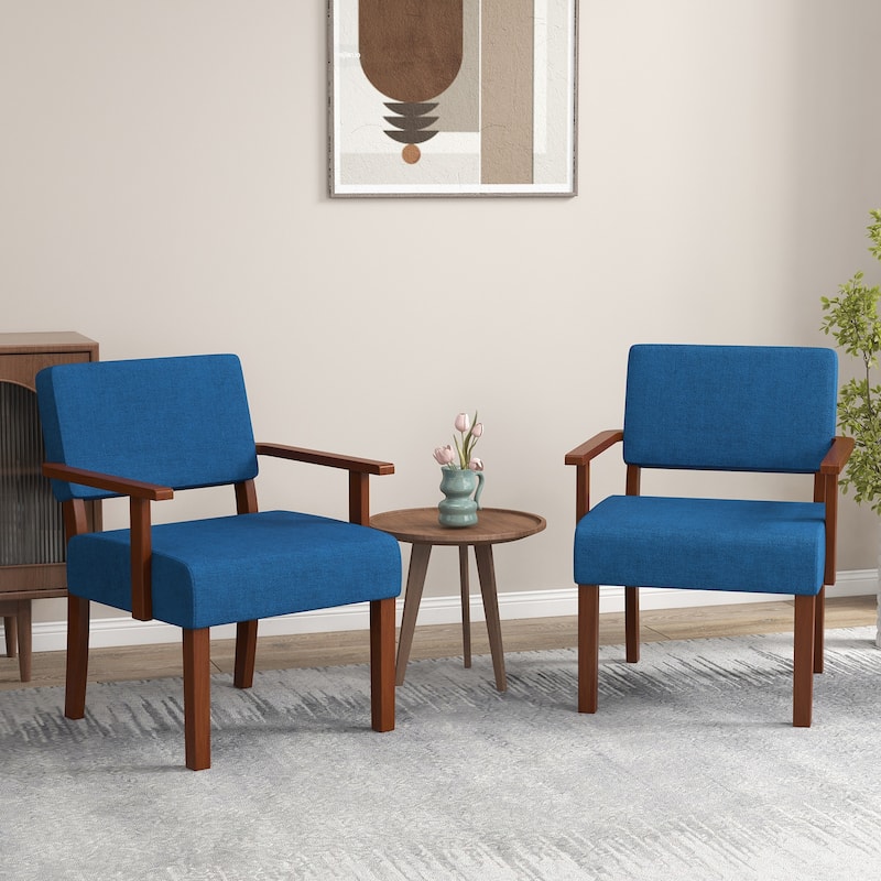 Costway 2PCS Linen Accent Chair Living Room Chair with Soft Padded - See Details
