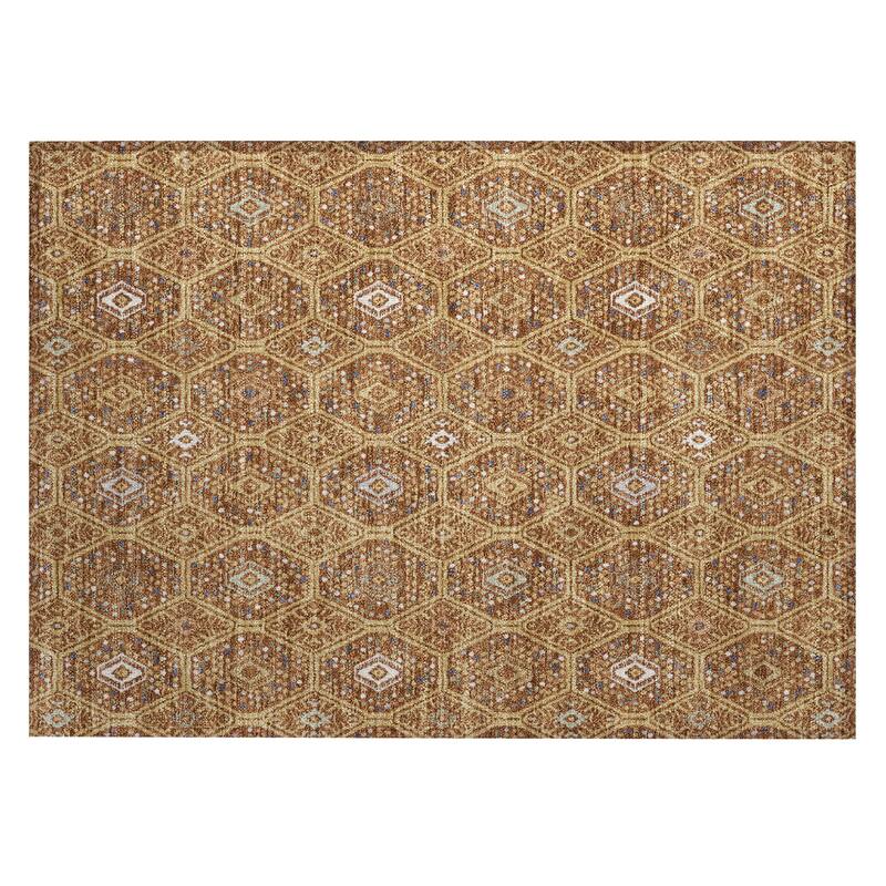 Machine Washable Indoor/ Outdoor Modern Hexi Chantille Rug