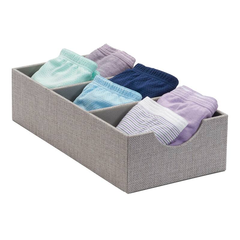 Household Essentials Accessory Organizer with Fabric Covering and Three Compartments - 12.0"L x 6.0"W x 3.0"H