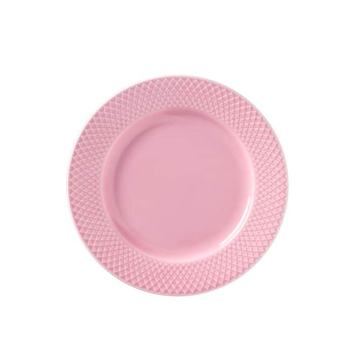 Lyngby Porcelæn Rhombe Color Lunch Plate, Rose - Ø: 8.3"