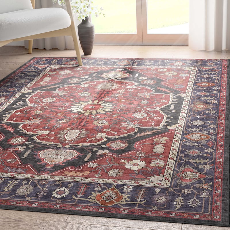 Well Woven Apollo Serapi Jaipur Vintage Medallion Flat-Weave Area Rug - 5'3" x 7'3" - Red