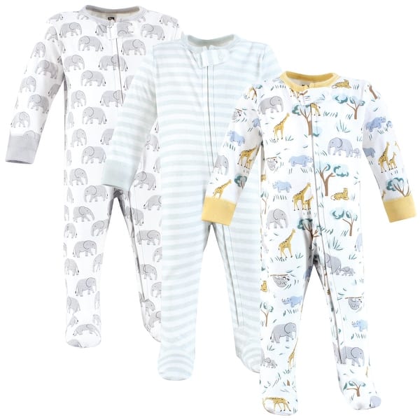 slide 1 of 1, Hudson Baby Cotton Sleep and Play, Safari Friends 0-3 Months - Safari Friends