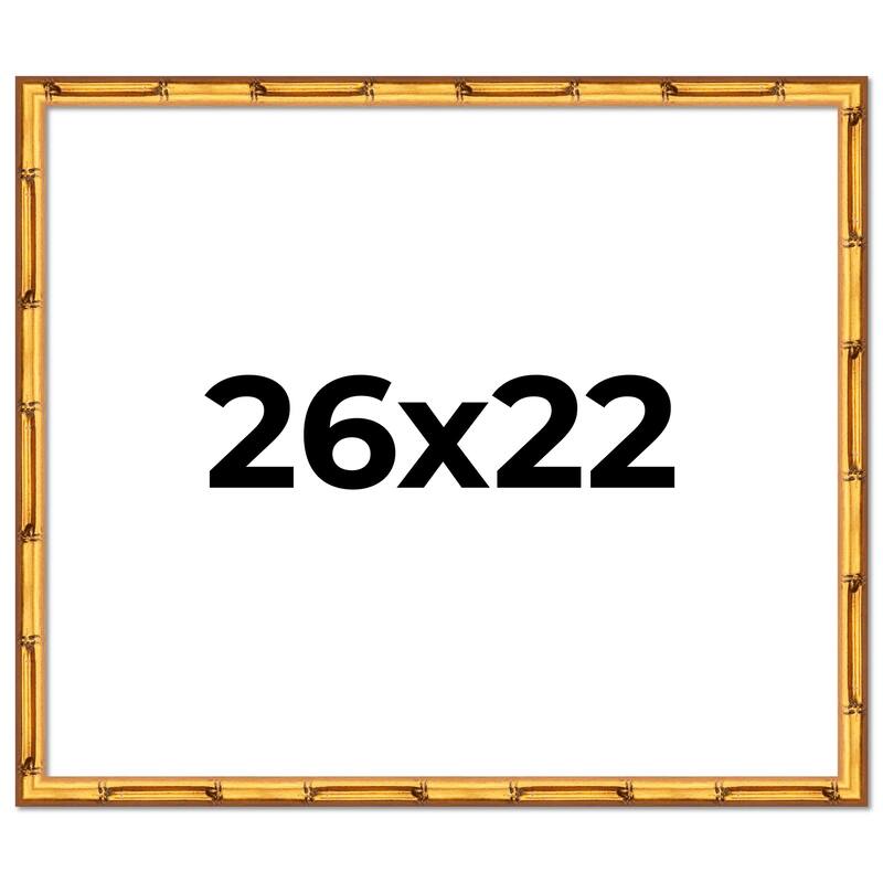 26x22 Frame Gold Bamboo Picture Frame Modern Photo Frame Includes UV Acrylic Shatter Guard Front Acid Free Foam Backing Board