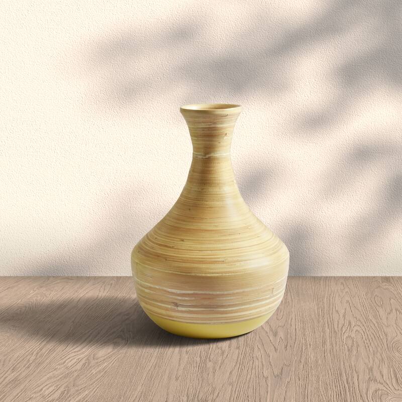 Tropics Bamboo Vase - Yellow - 12 Inches