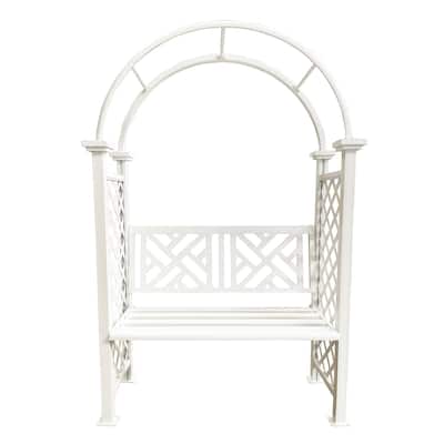 Aluminum Garden Arch with 2-Seater Bench - N/A