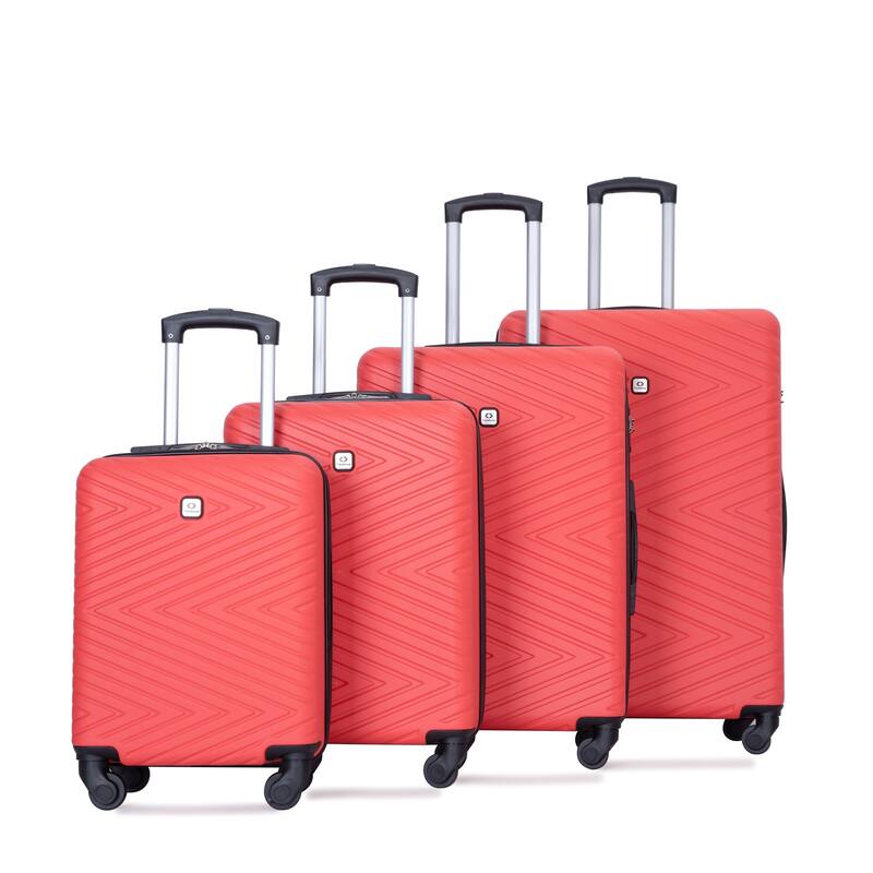 luggage 4-piece ABS lightweight suitcase with rotating wheels, 24 inch and 28 inch with TSA lock, (16/20/24/28)