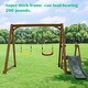 preview thumbnail 4 of 5, 2 in 1 Natural Outdoor Wood Swing Set for Backyard with Slide