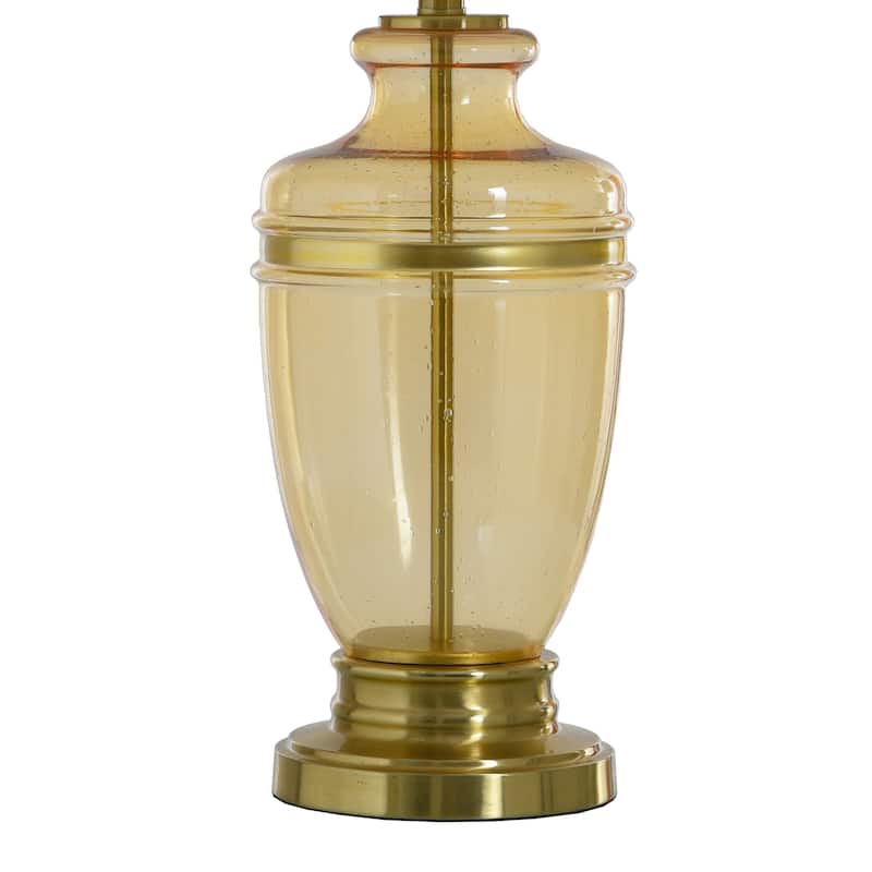 StyleCraft Glass & Steel Table Lamp - Opulence Gold - Off-White Shade