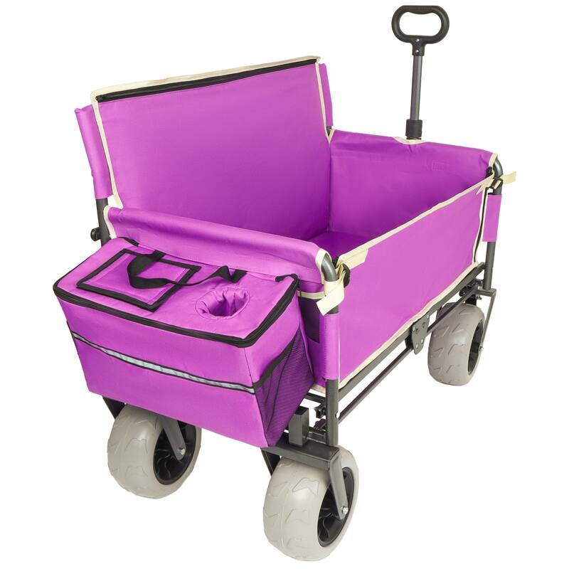 3-in-1 Heavy-Duty Folding Wagon Cart with Bench Seat & Storage, patent protection-Includes 1 ice pack, 500lbs, 180L Capacity