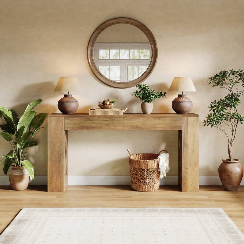 63-Inch Long Console Table, Entryway Table with Drawers, Sofa Table Behind The Couch for Entrance, Hallway, Living Room