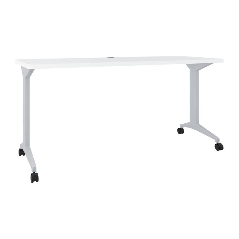 Modern T-Leg Table Desk, Arctic Silver/White