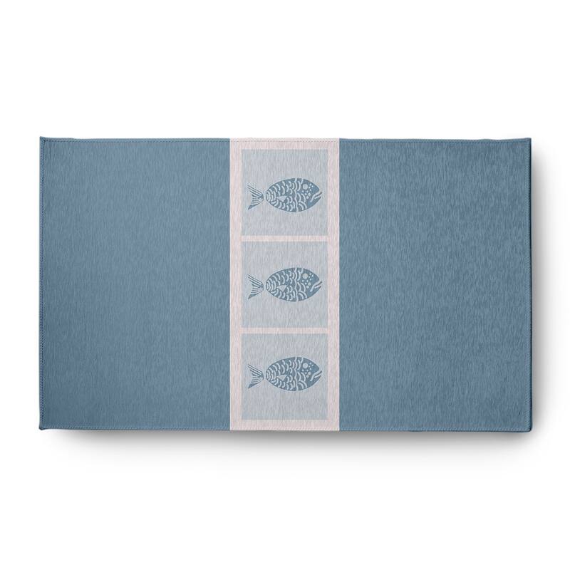 Fish Chips Nautical Indoor/Outdoor Rug - Dusty Smoke - 3' x 5'