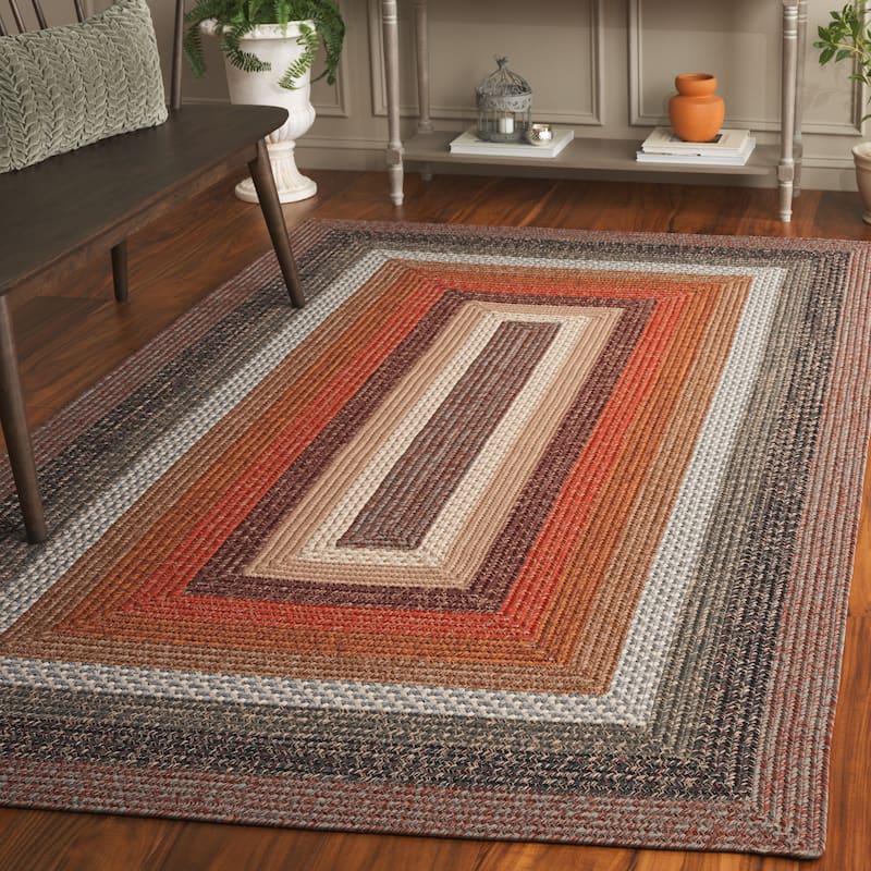 SAFAVIEH Handmade Braided Gula Machine Washable Country Rug - Brown/Rust - 6' x 9' - Rectangle