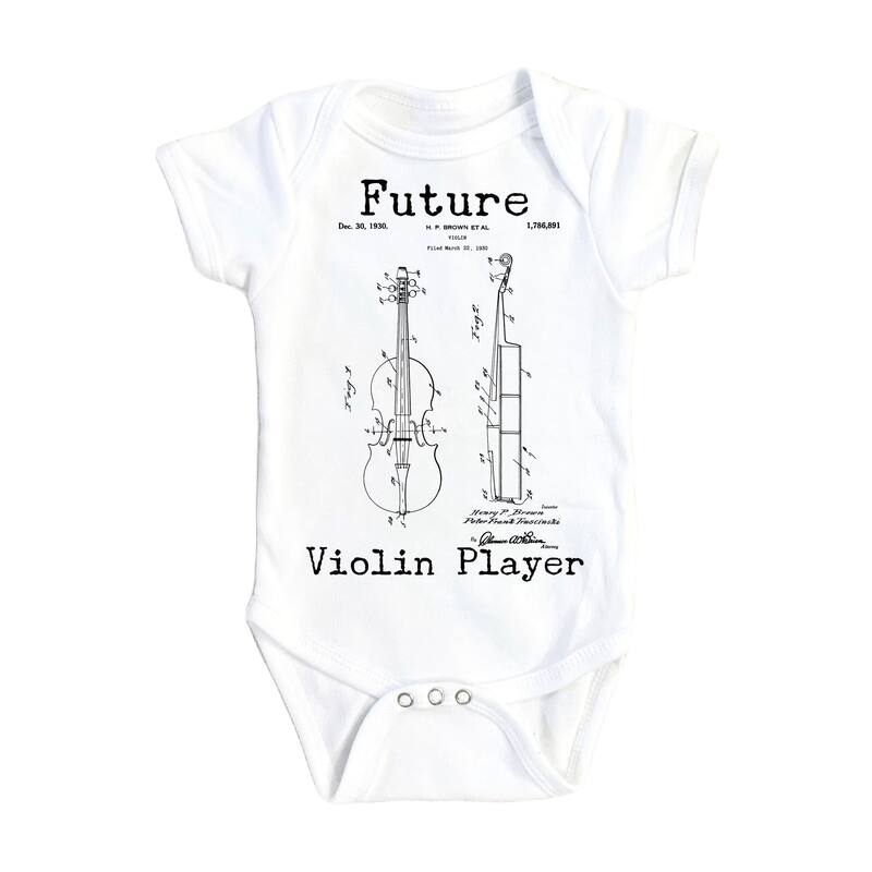 Violin Patent - Baby Boy Girl Clothes Infant Bodysuit Funny Cute Newborn - Pink - 0-3M