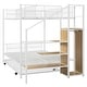preview thumbnail 26 of 30, Versatile Design Twin over Full Metal Bunk Bed with Trundle and Lateral Storage Practical Step Ladder and Built-in Wardrobe