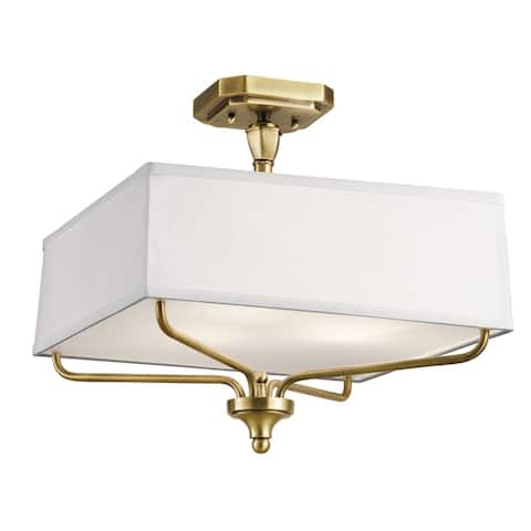 Kichler Lighting Arlo Collection 3-light Natural Brass Semi-Flush Mount