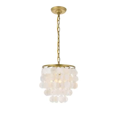 Selene Shell/ Brass 1-light Pendant