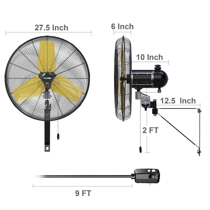 24" Outdoor Industrial Oscillating 3-Speed Wall Mount Fan