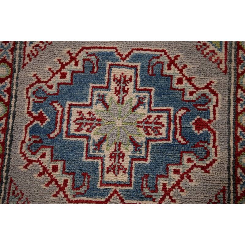 Traditional / Geometric Kazak Oriental Runner Rug Handmade Wool Carpet - 2'7" x 20'1"