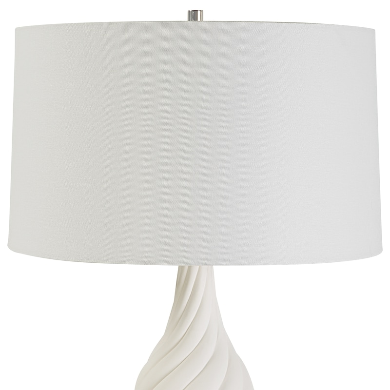 Uttermost Twisted Swirl White Table Lamp - 32"H,   Shade 10"H x 18"Dia.