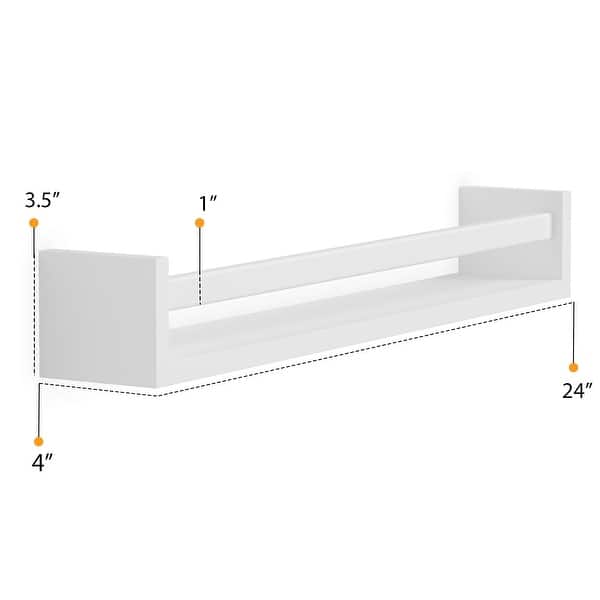 dimension image slide 0 of 2, Wallniture Utah 24" Wood Floating Shelves for Wall, White, Set of 2