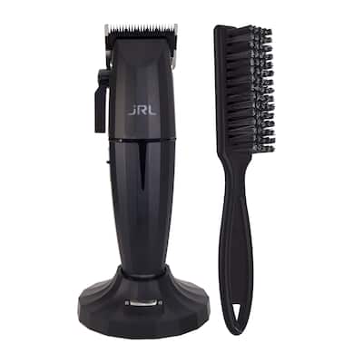 JRL ONYX Professional Cordless Hair Clipper - Black (Dual Voltage) FF 2020C-B + BaByliss Pro Fade Brush - Black BPFADEB