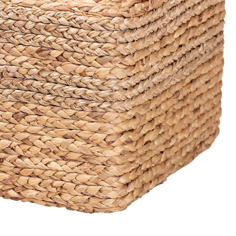 Marella Modern Bohemian Natural Brown Seagrass Accent Footstool