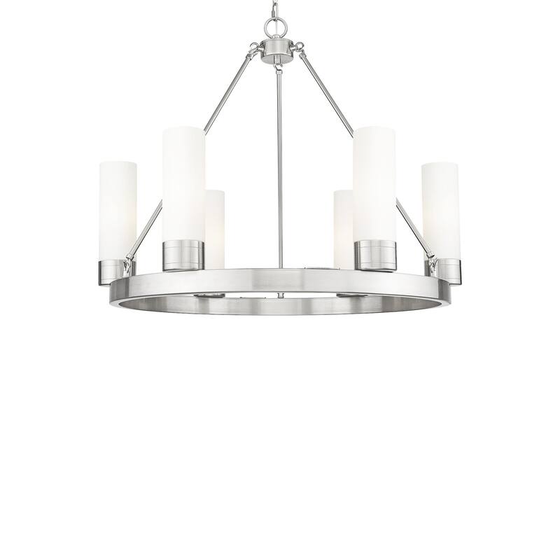 Innovations Lighting 617-6CR-24-29-8 Boreas Chandelier Boreas 6 Light - Satin Nickel / White