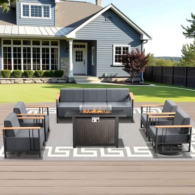Pocassy 6PCS Sofa Chair with Fire Table
