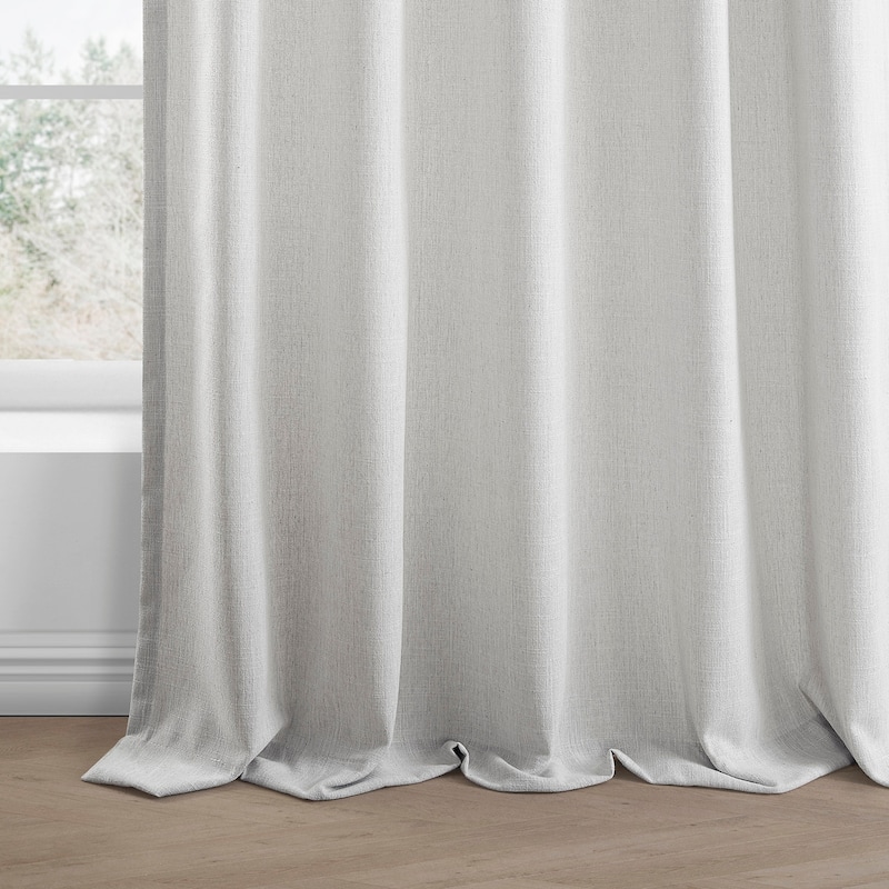Exclusive Fabrics Basic Faux Linen Curtain Pair - 2 Panels - Light Filtering Window Curtains