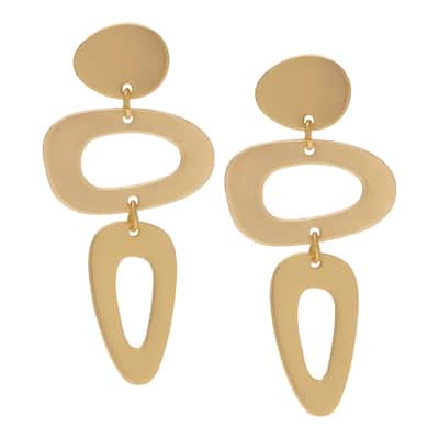 Victoria Townsend Gold Plated Oval Hammered Dangle Earrings