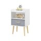 preview thumbnail 10 of 38, Kids Wood Side Table Nightstand With Fabric Drawer and 2-Tier Shelf