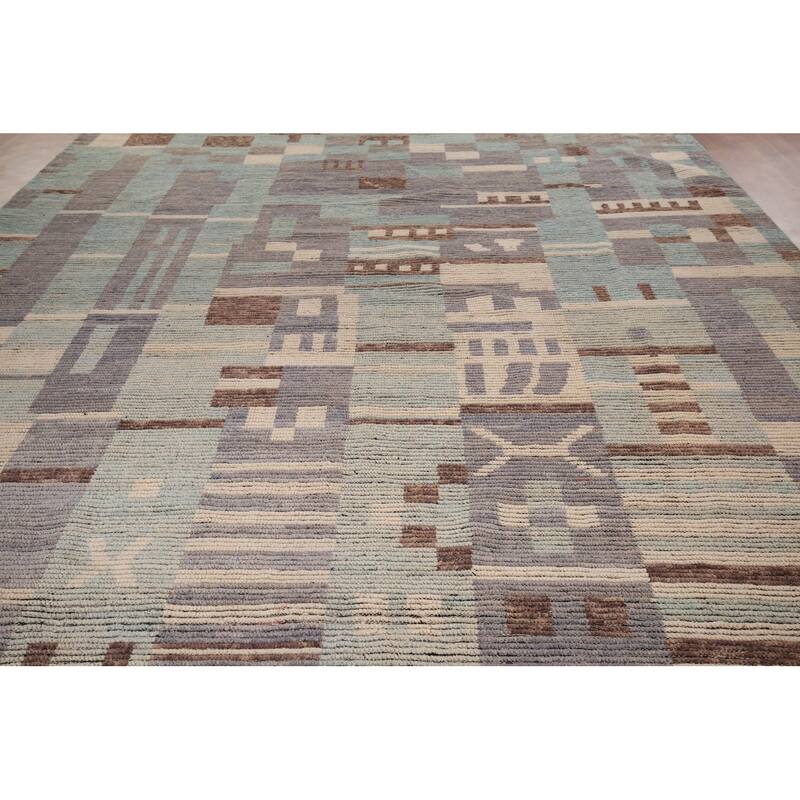 Moroccan Oriental Large Area Rug Hand-Knotted Wool Carpet - 9'8" x 14'11"