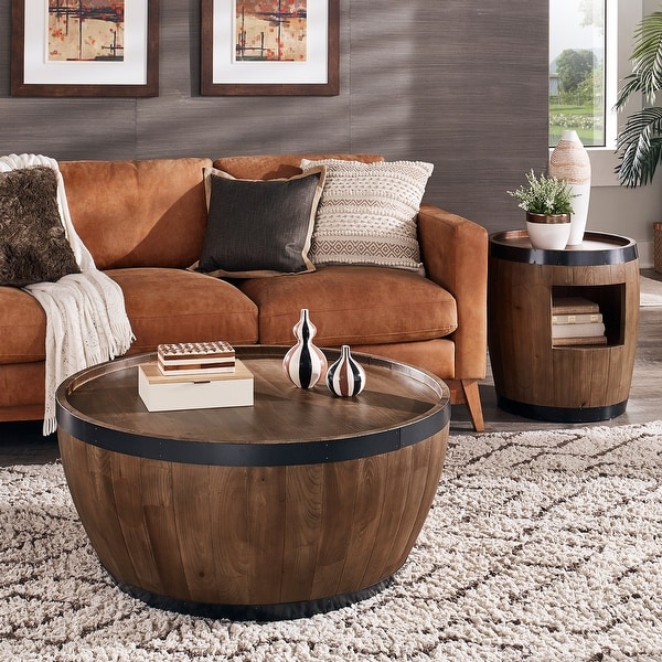 Wine barrel deals coffee table